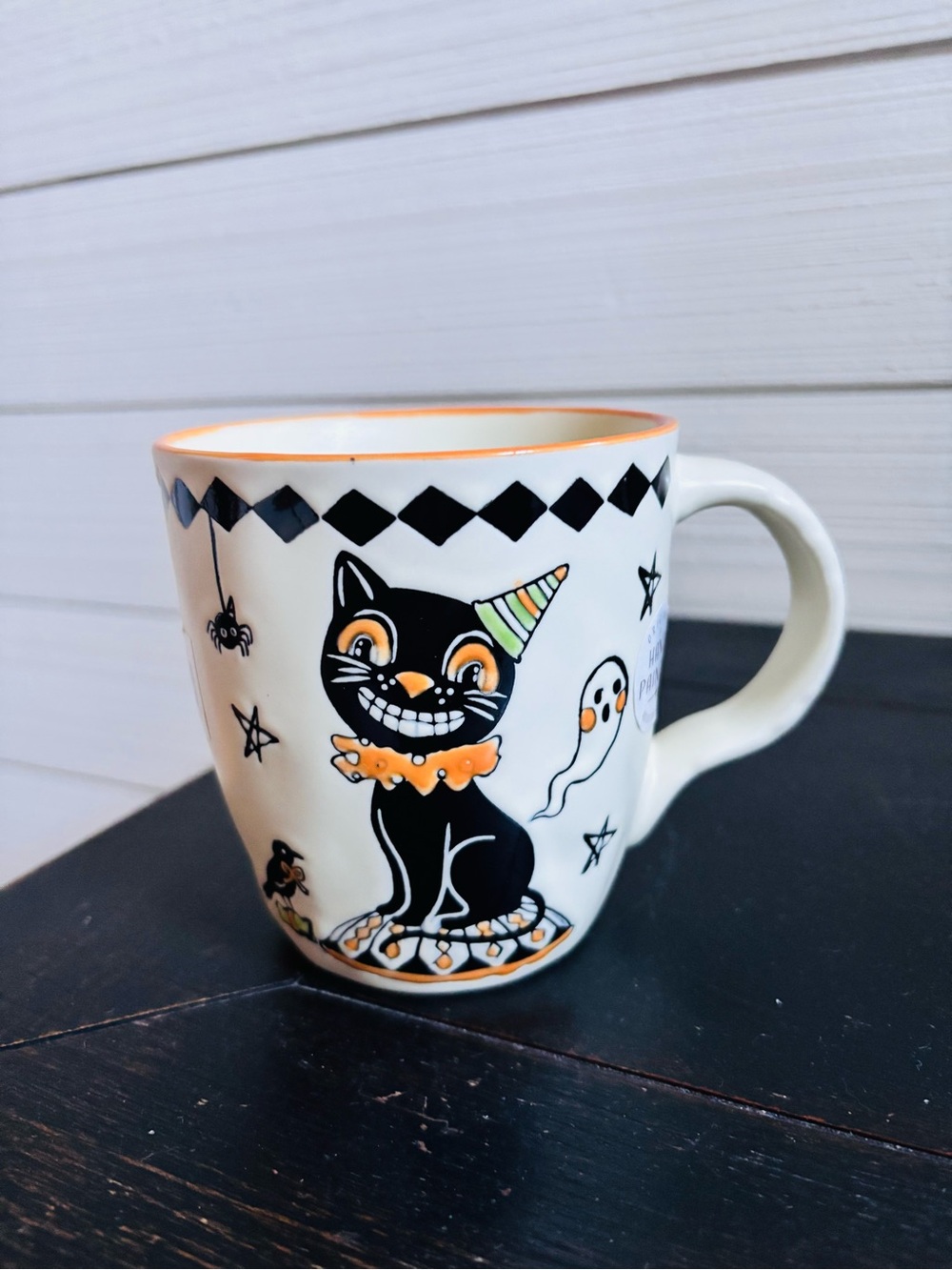 Eli + Ana "Creep Show" Halloween Black Cat Vintage Inspired Coffee Mug NEW